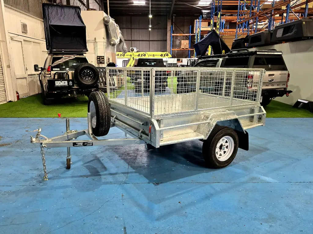 7×4 Single Axle Trailer Galvanized Cage Trailers 750kg ATM